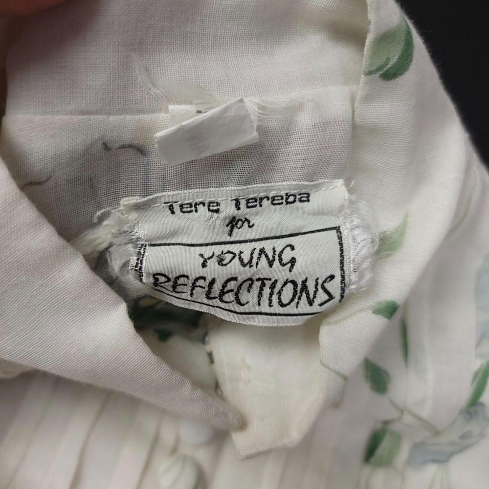 VINTAGE 90s Victorian Cottagecore High Neck Button Down Maxi Dress White Floral - Picture 10 of 11